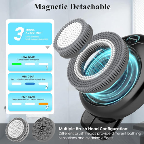 Hands-Free Wall-Mounted Back Scrubber for Shower